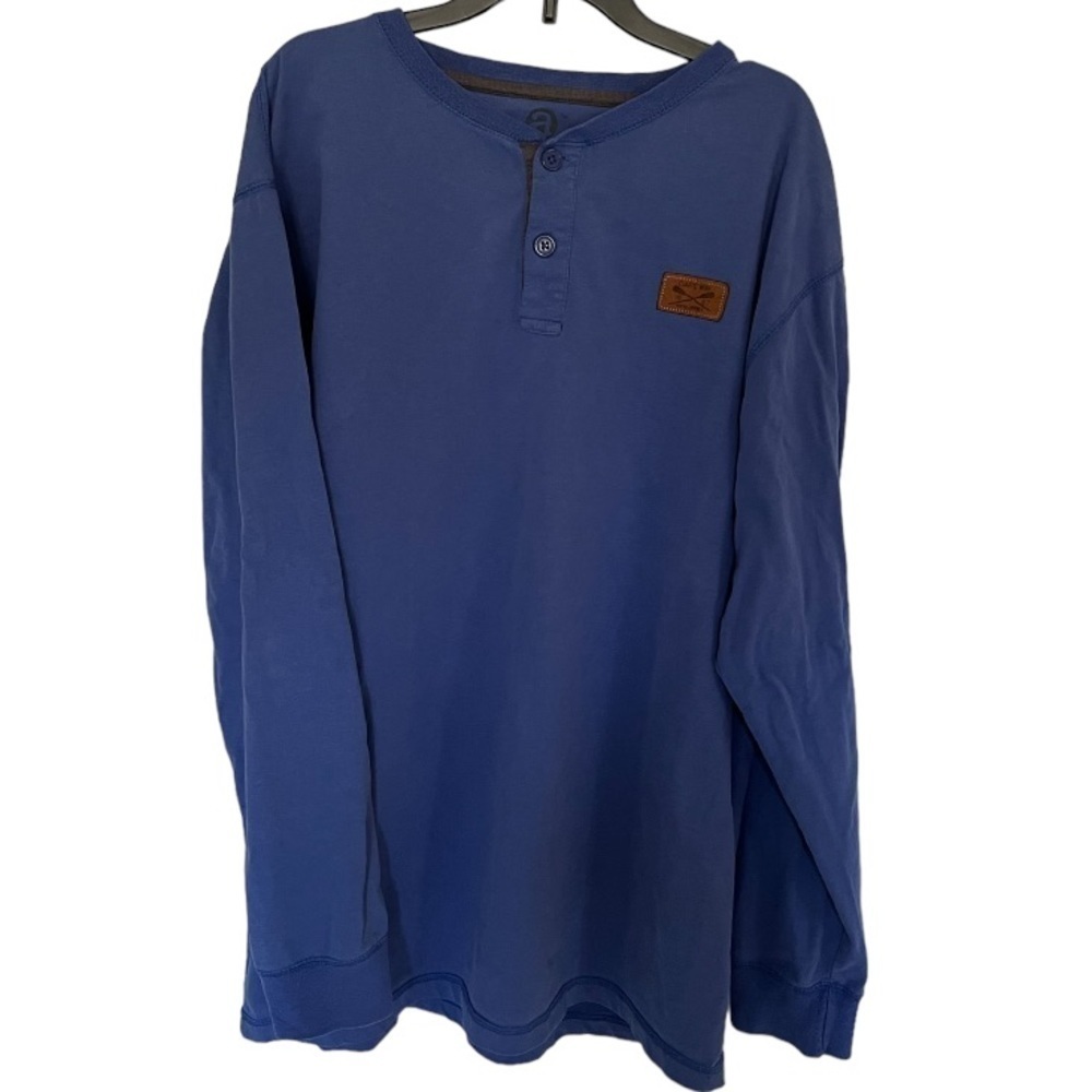 Men’s Cape May Blue Henley Long Sleeve Shirt | Size Large